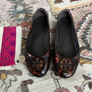 Tory Burch Minnie Travel Ballet Flat-Tortoise, Size 8